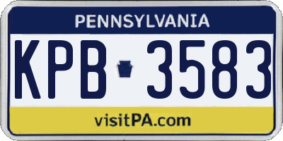 PA license plate KPB3583