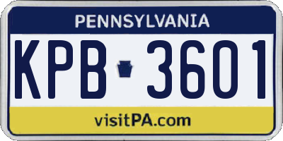 PA license plate KPB3601