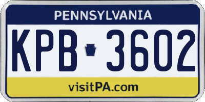 PA license plate KPB3602