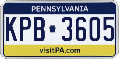 PA license plate KPB3605