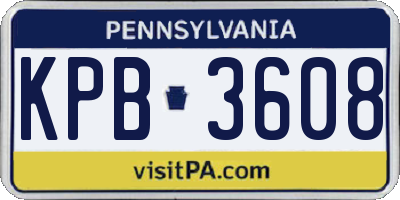 PA license plate KPB3608
