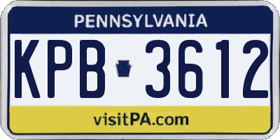 PA license plate KPB3612