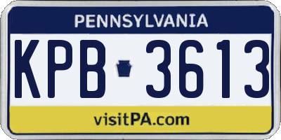 PA license plate KPB3613