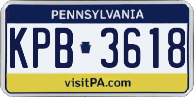 PA license plate KPB3618