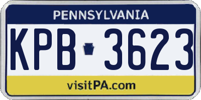 PA license plate KPB3623