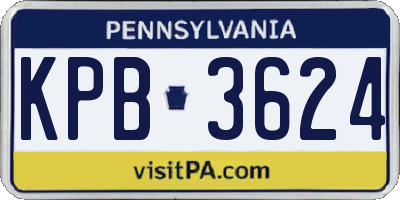 PA license plate KPB3624