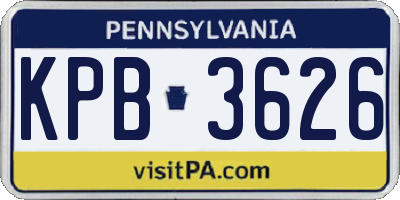 PA license plate KPB3626