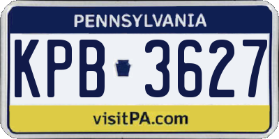 PA license plate KPB3627