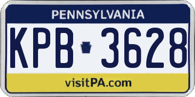 PA license plate KPB3628
