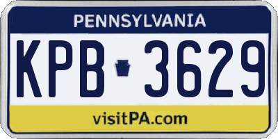 PA license plate KPB3629