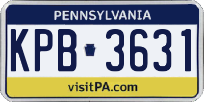 PA license plate KPB3631