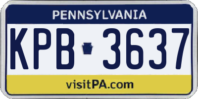 PA license plate KPB3637