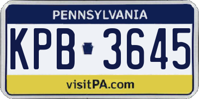 PA license plate KPB3645