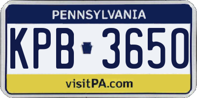 PA license plate KPB3650