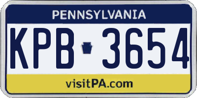 PA license plate KPB3654