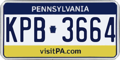 PA license plate KPB3664