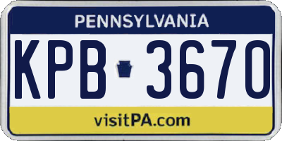 PA license plate KPB3670