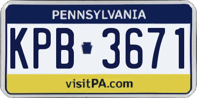 PA license plate KPB3671