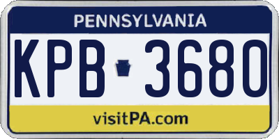 PA license plate KPB3680