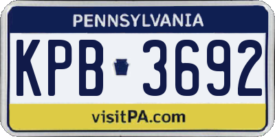 PA license plate KPB3692