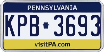 PA license plate KPB3693