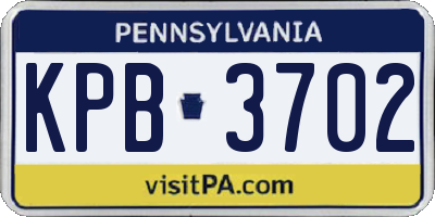 PA license plate KPB3702