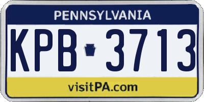 PA license plate KPB3713