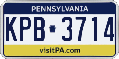 PA license plate KPB3714