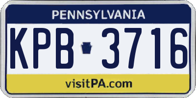 PA license plate KPB3716
