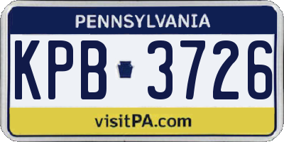 PA license plate KPB3726