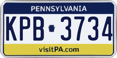 PA license plate KPB3734