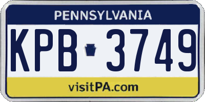 PA license plate KPB3749