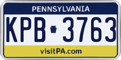 PA license plate KPB3763