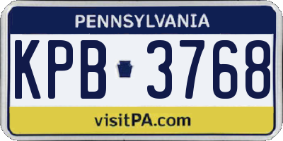 PA license plate KPB3768
