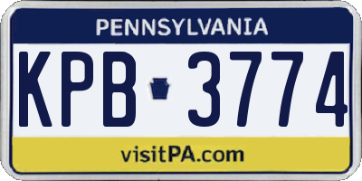 PA license plate KPB3774