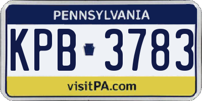 PA license plate KPB3783