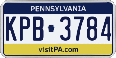 PA license plate KPB3784