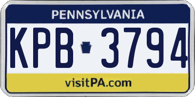 PA license plate KPB3794