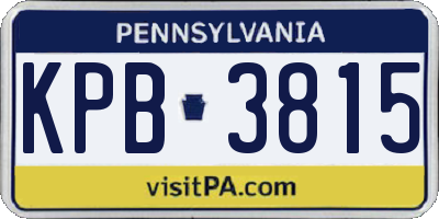 PA license plate KPB3815
