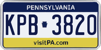 PA license plate KPB3820