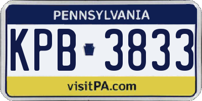 PA license plate KPB3833