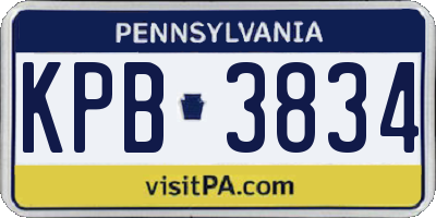 PA license plate KPB3834