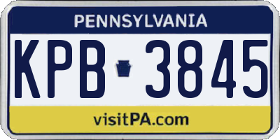 PA license plate KPB3845