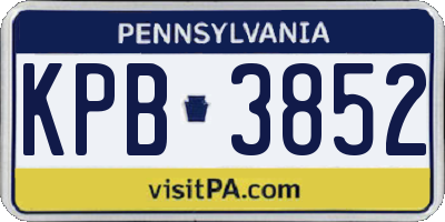 PA license plate KPB3852