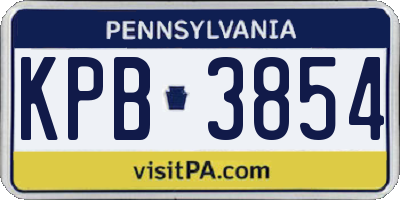 PA license plate KPB3854