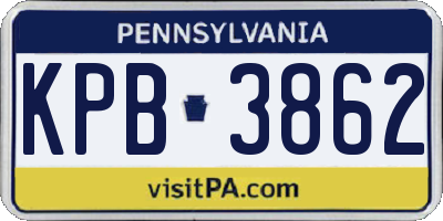 PA license plate KPB3862