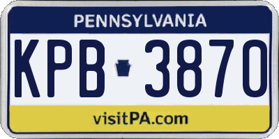 PA license plate KPB3870