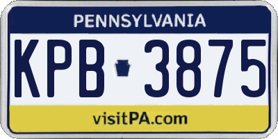 PA license plate KPB3875