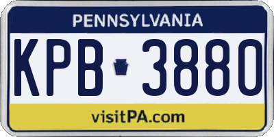 PA license plate KPB3880