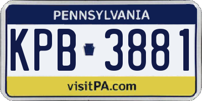 PA license plate KPB3881